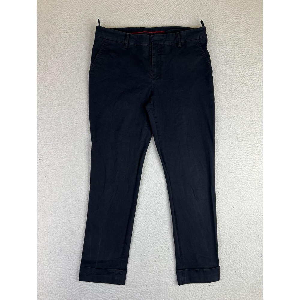Prada Mens 30x26 Black Slim Fit Canvas Chino Casual Cropped Office Pants 22B355